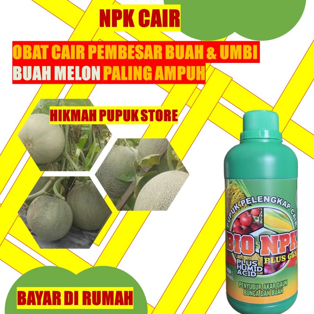COD Pupuk Pembesar Melon NPK CAIR GAZA - Pembesar Buah Melon, Pupuk Pembesar Umbi dan Buah Melon Ter