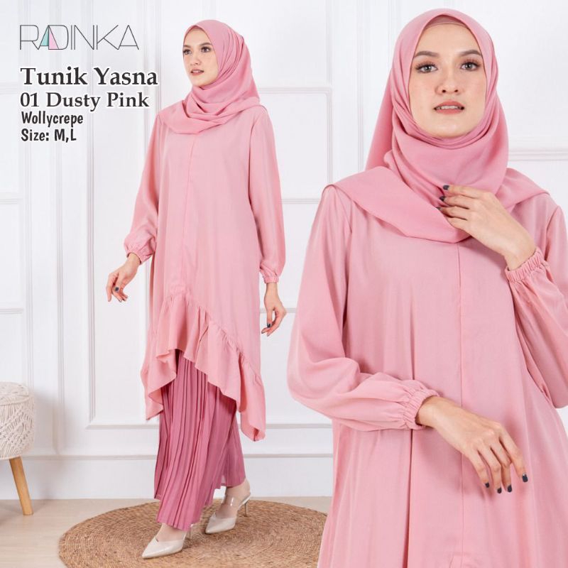 Radinka Tunik Yasna Dusty Pink Wollycrepe Size M,L