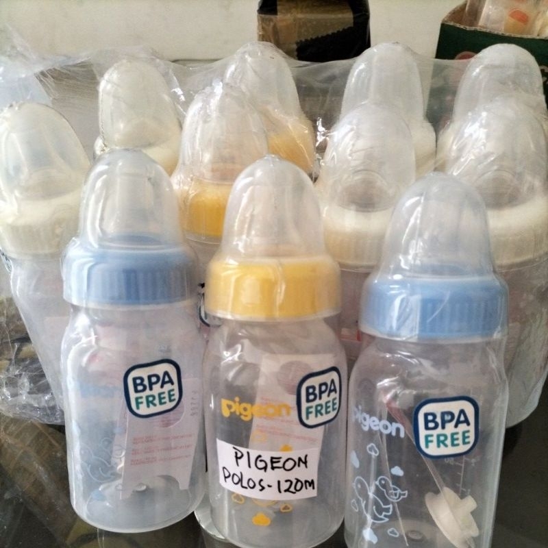 PIGEON BOTOL SUSU 120MLBPA FREE:BOTOL POLOS/tutup:biru,putih,kuning;BOTOL WARNA/tutup biru,kuning.BO