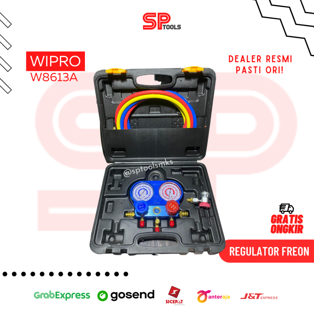 REGULATOR ALAT UKUR TEKANAN MANIFOLD FREON SET R134A WIPRO W8613A