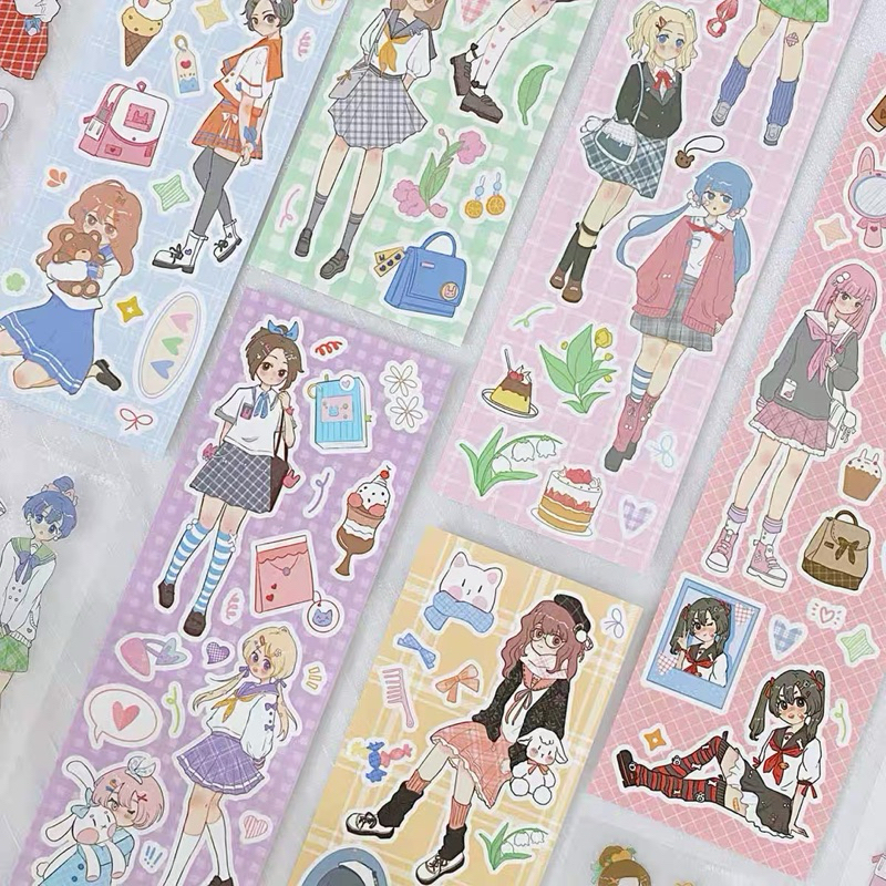 

sticker deco anime girl 2 lembar dekorasi journal readystock B2042