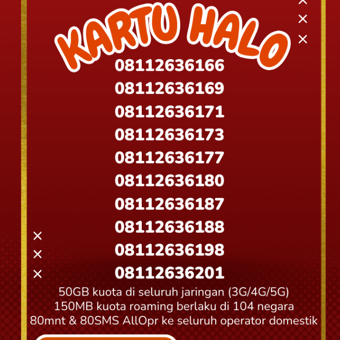 Kuota 50GB !!! Telkomsel kartu halo 11 digit nomor 27