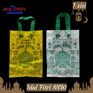 

1 LUSIN (12 PCS) Goodie Bag Idul Fitri /Lebaran Tas Tali Handle Lipat Spunbond (HLS) IDUL FITRI uk 30X40x8