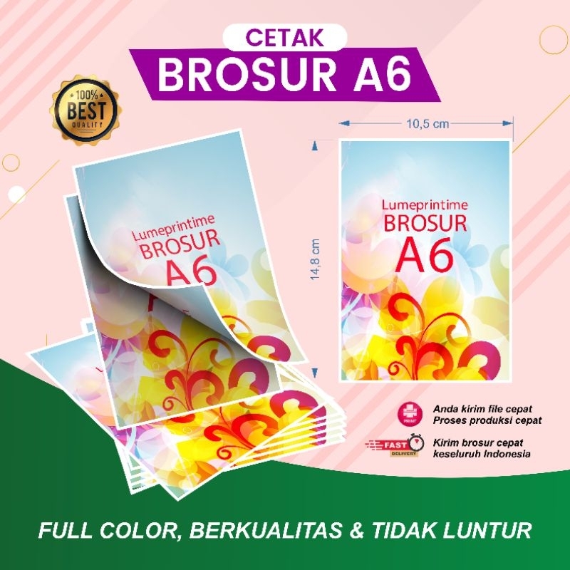 

Cetak Brosur ukuran A6 14.8 cm x 10.5cm Art Paper rim 150 gsm | Termurah dan Terbaik