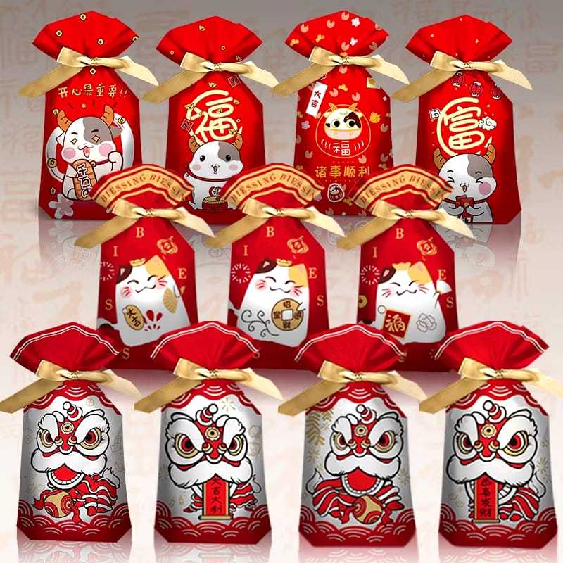 

Goodie Bag Imlek Motif Barongsai Kucing Hoki Chinese New Year Goodiebag Snack Imlek