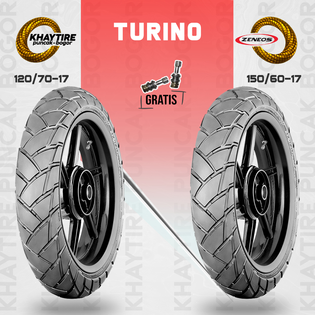 Paket Ban Tubles Motor Adventure ZENEOS TURINO 120/70 - 150/60 Ring 17