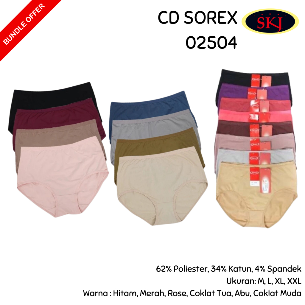 [ISI 3] CD SOREX 02504 Size L-XXL / CELANA DALAM PEREMPUAN Model MID WAIST / Celana Dalam Cewek