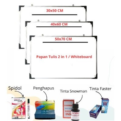 

Paket Lengkap Papan Tulis Ukuran Kecil 30x50 - 40x60 - 50x70 Spidol,Penghapus,Tinta