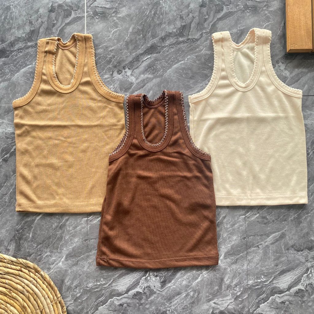 Singlet Anak laki laki Isi 6 pcs 1 lusin warna Coklat polos Tebal dan Nyaman digunakan Kaos Dalam Ba