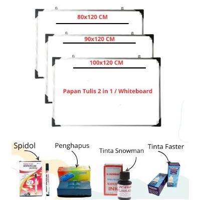 

Paket Lengkap Papan Tulis Ukuran Besar 80x120 - 90x120 - 100x120 Spidol,Penghapus,Tinta