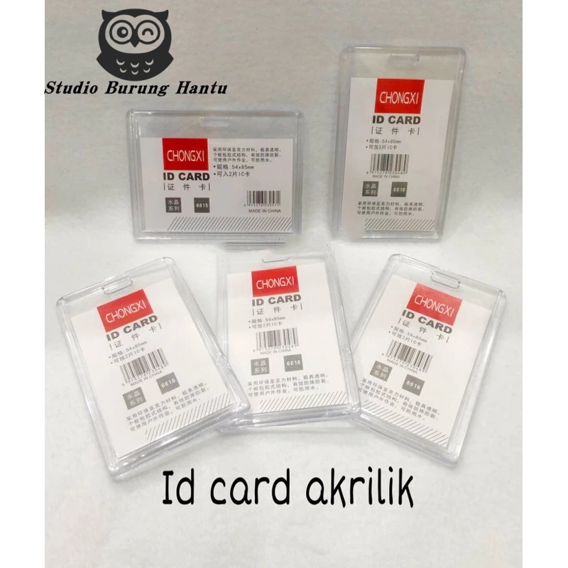 

Tempat Kartu Id Card Akrilik 2 Sisi Bening Transparan Vertikal Horizontal