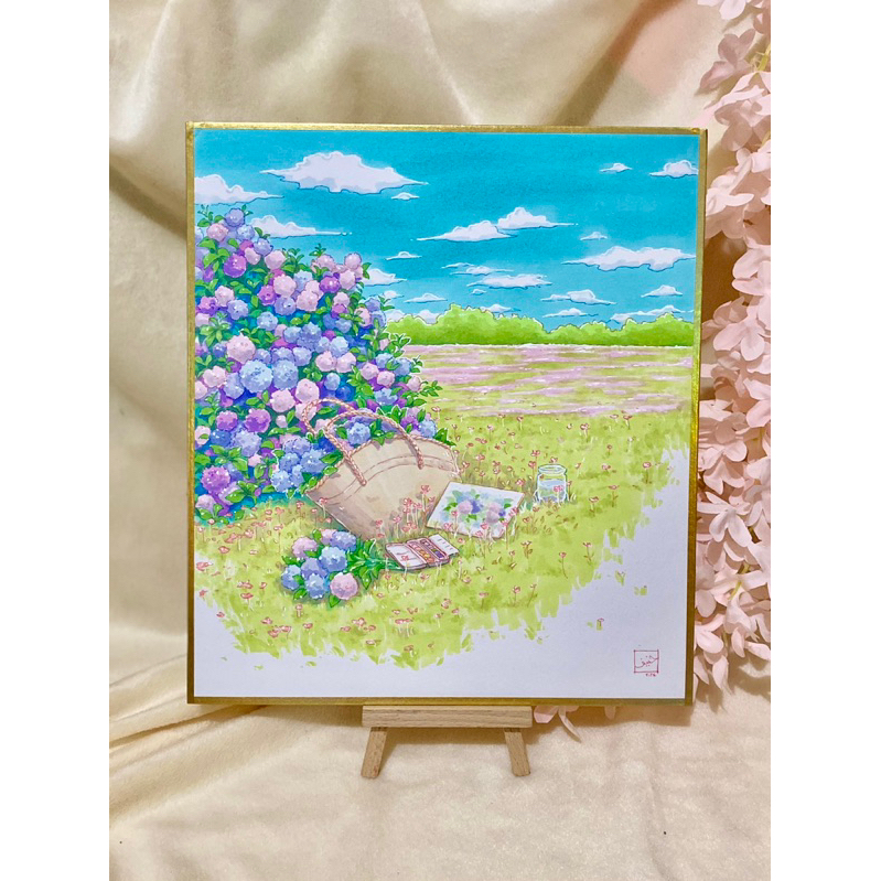 Lukisan Asli "Art Picnic" di Shikishi Board