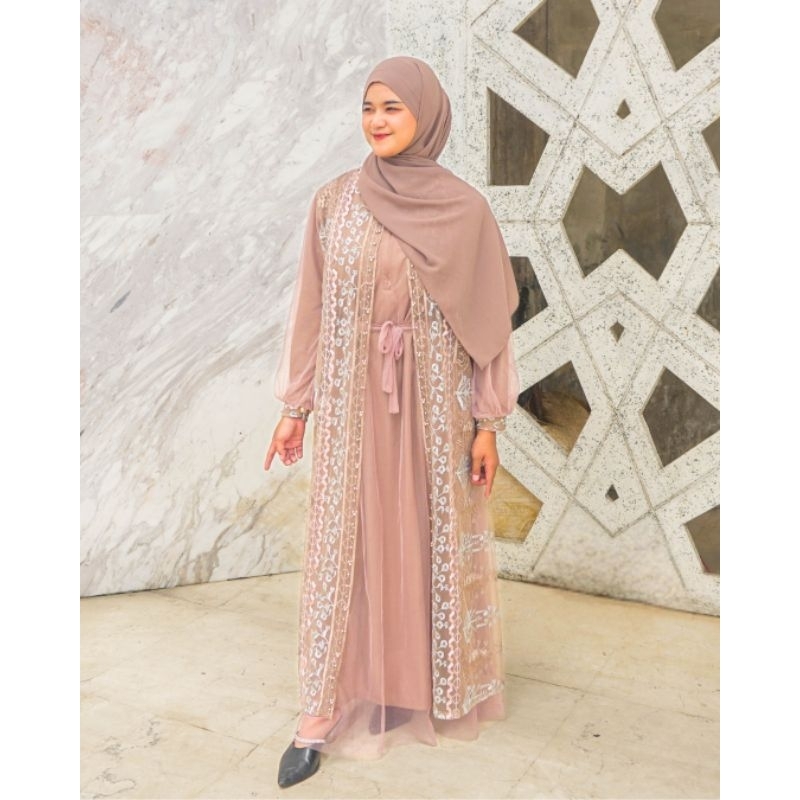 Set Outer dan Inner Gamis Brukat  - zeline 10