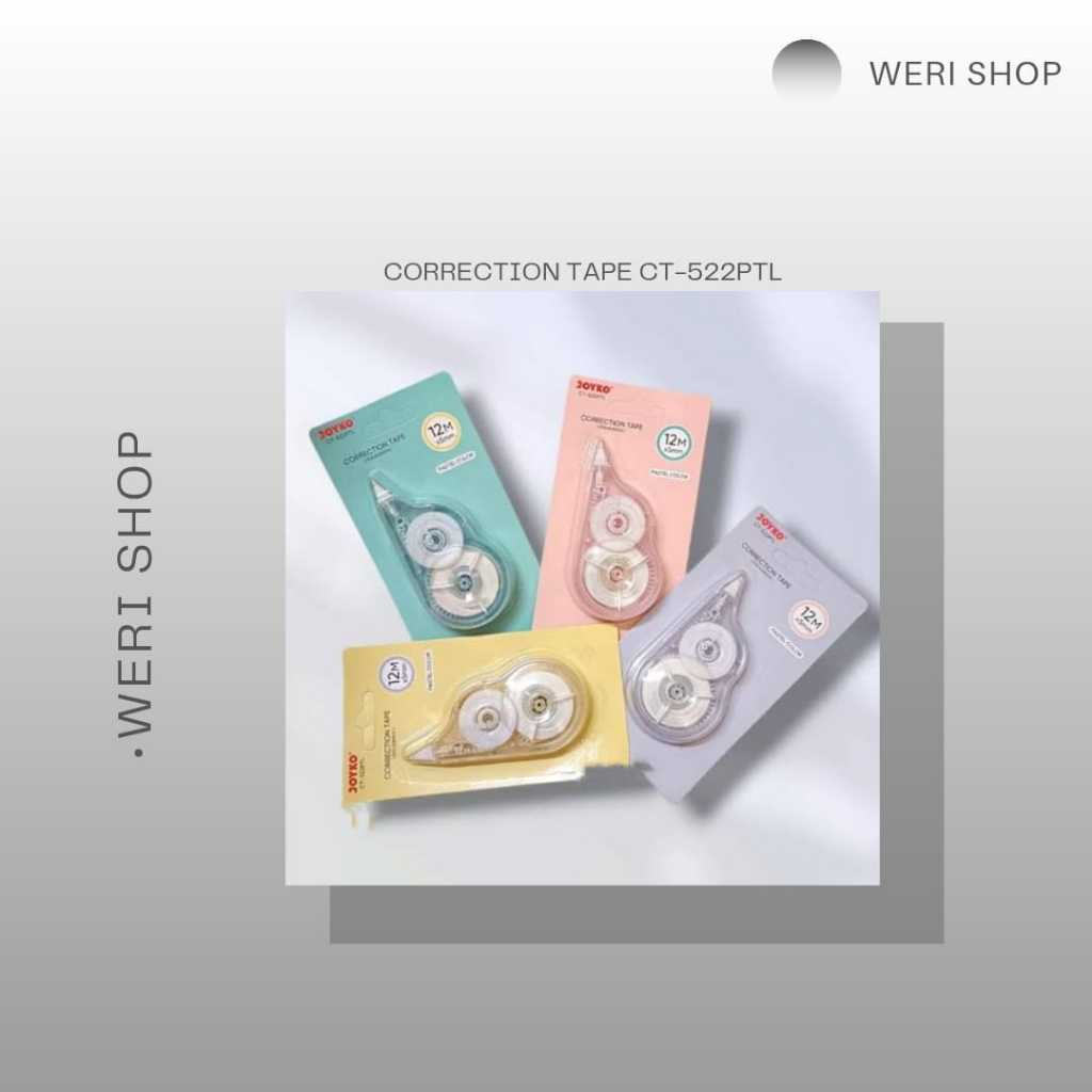 

CORRECTION TAPE / TIP-X KERTAS MEREK JOYKO CT-522PTL WARNA CANTIK (PER PCS)