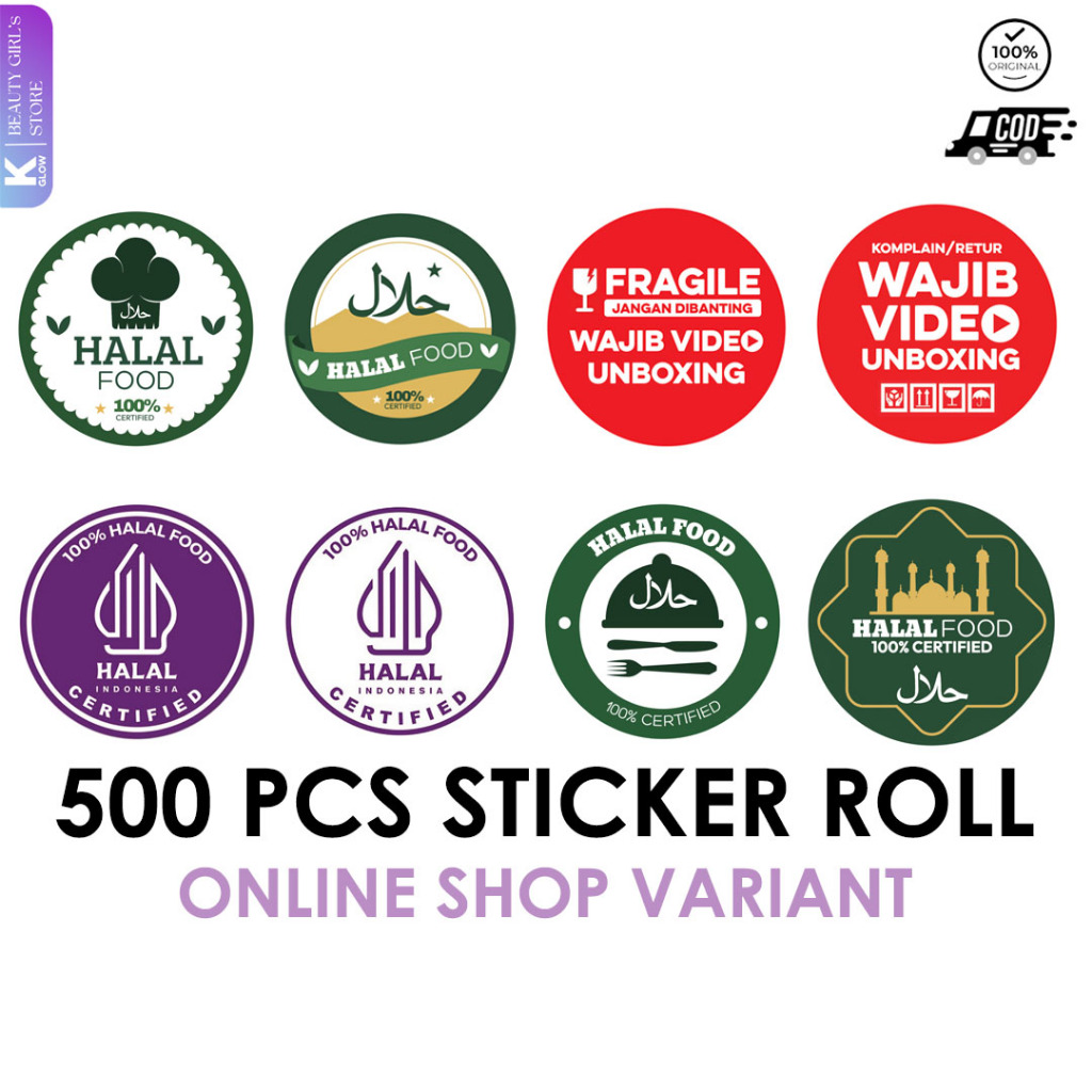 

[ KGLOW ] Stiker Wajib Unboxing Makanan FNB Halal 500 Pcs 2.5cm Label Bulat ST001