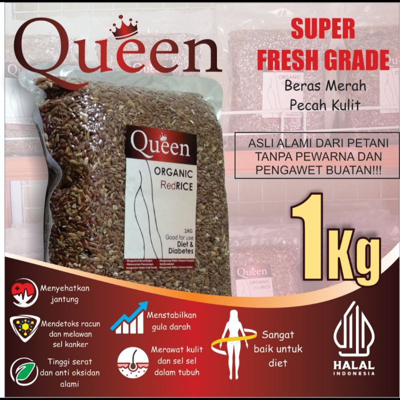 

Beras Merah Queen, Punel wangi pandan baik untuk diet dan diabet 1KG
