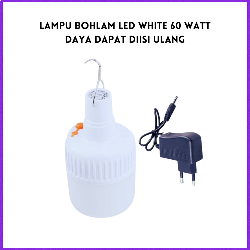 COD OOBEST Lampu Bohlam LED Rechargeable Portable Lamp Cool White 60W / lampu gantung outdoor anti a