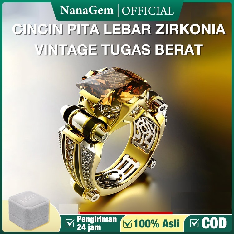 Cincin yakut asli zirkonia vintage aesthetic pria wanita aesthetic cincin keberuntungan kotak perhia