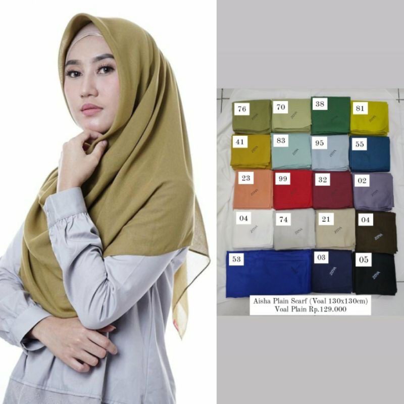 Jilbab Segiempat Zoya Original Maruna Ombre Syari Nadir Aisha Plain Scarf Voal