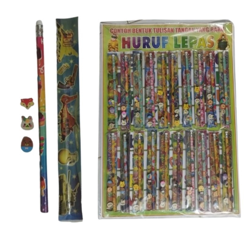 

COD PROMO PERPCS PENSIL + PENGHAPUS + PENGGARIS GELANG 20 CM