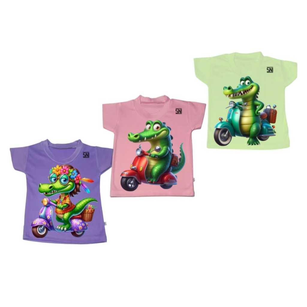 3 Pcs Atasan Baju Kaos Oblong Bayi Anak Warna Perempuan Lengan Pendek Cotton Combed 40s Serian Warna