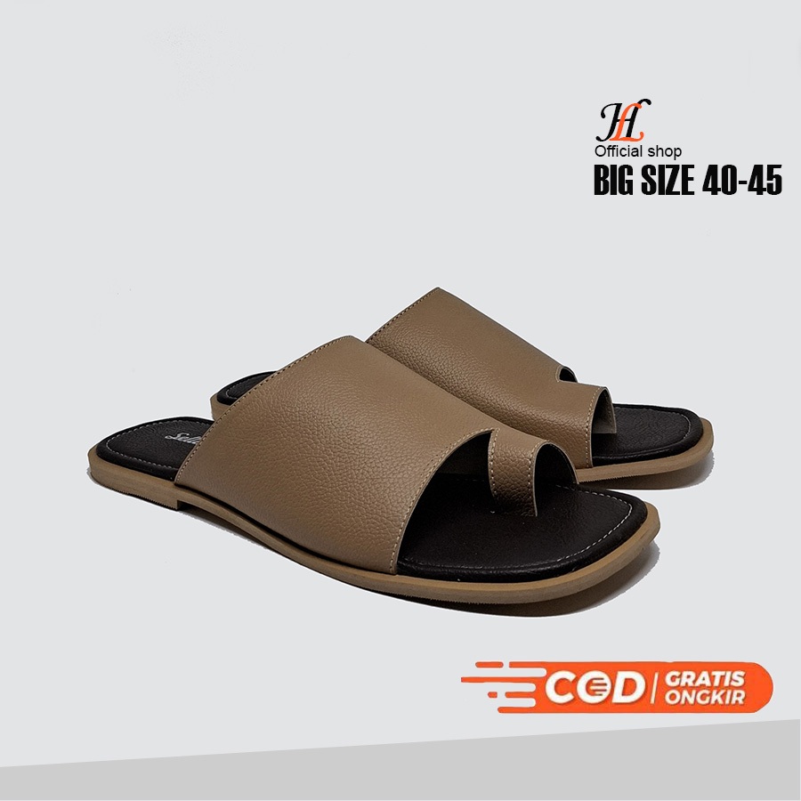 Slop Jempol Kaki Uk 41 42 43 44 45 Sendal Wanita Flat Trendy Ukuran Big size Jumbo