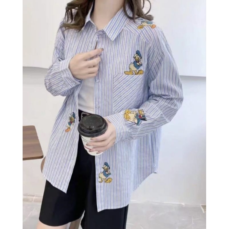Kemeja Wanita Bordir Donald Duck