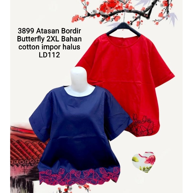 3899 Atasan Bordir Butterfly 2XL Bahan cotton impor halus