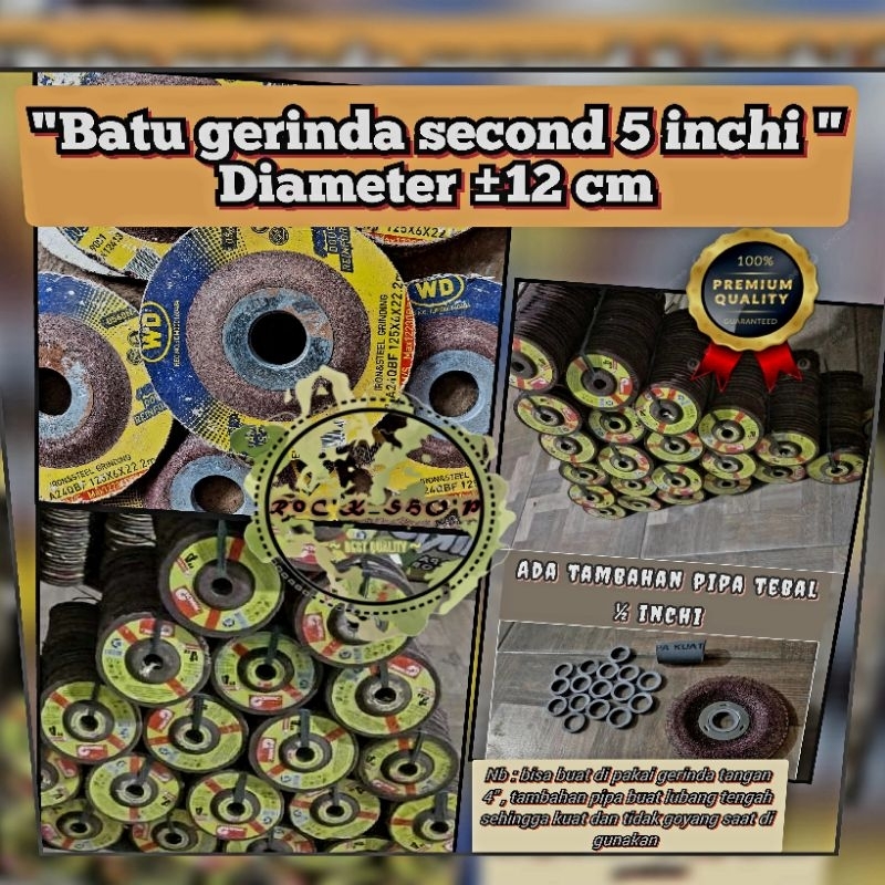 batu gerinda poles merk kinik 5" (10 PCS ) 12 CM & wd plus second 5"  batu asah , gerinda asah , bat