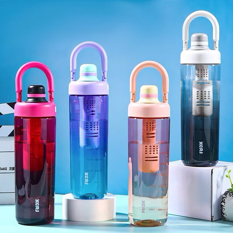 ShP3 Botol Minum Gradasi Transparan 1liter / Botol Minum Transparan Infused Handle 1000ml
