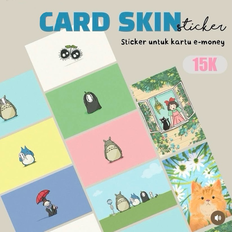 

Card Skin Sticker series GHIBLI, Stiker untuk kartu tap uang elektronik