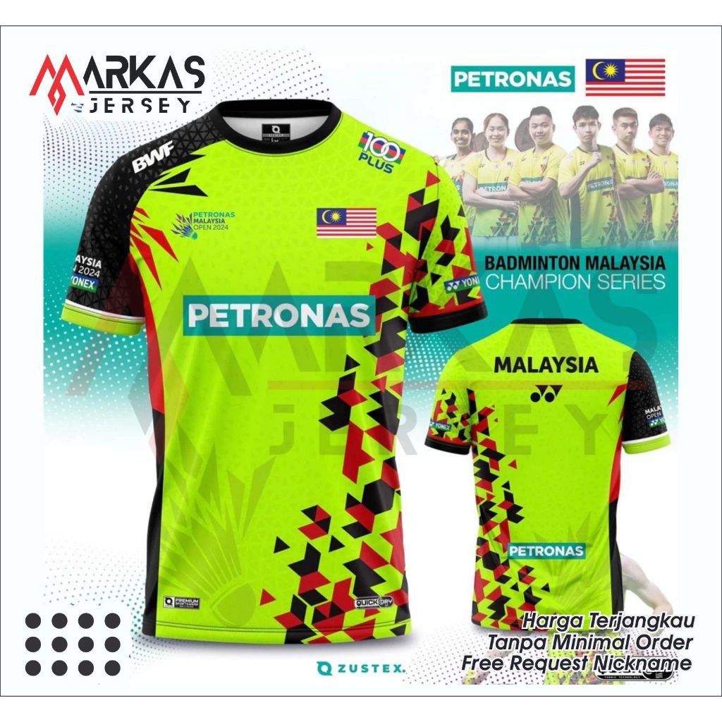 JERSEY BAJU KAOS BADMINTON TEAM PETRONAS MALAYSIA MALAYSIA OPEN 2024 FULLPRINTING FREE REQUEST NICKN