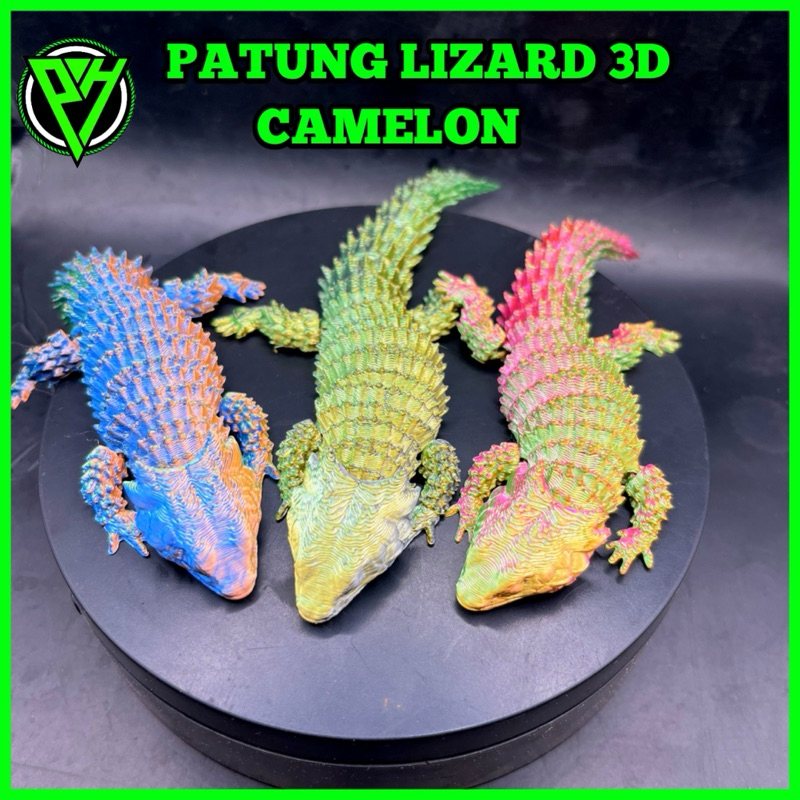 Figur 3D Armadillo Lizard 3D patung 3D lizard dragon Figur