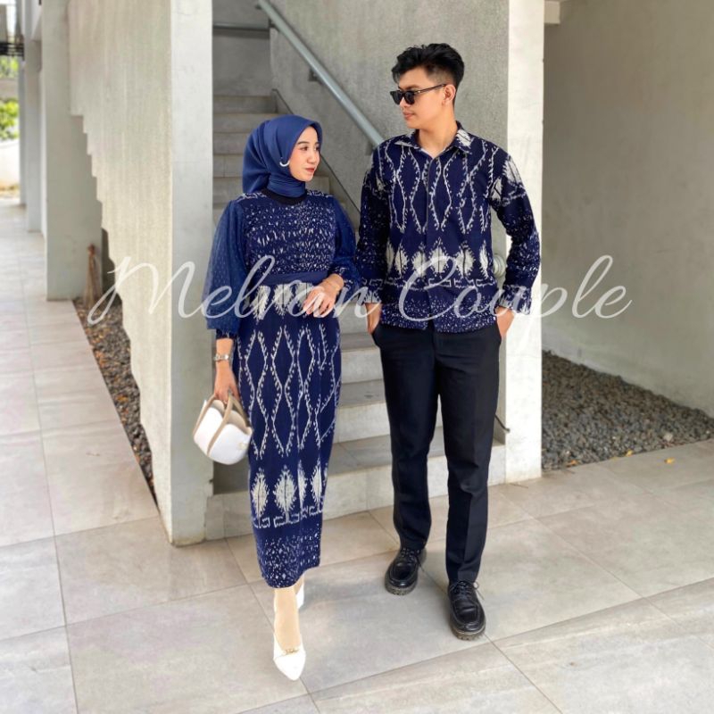 BAJU TENUN COUPLE PASANGAN - BAJU COUPLE PASANGAN KONDANGAN - BAJU TENUN COUPLE NAVY