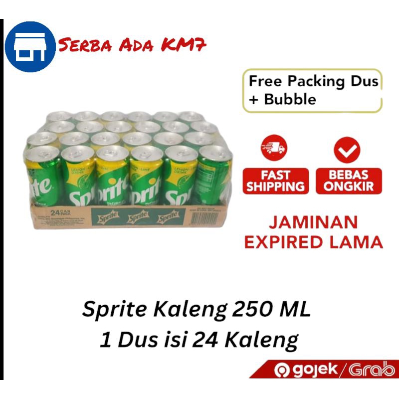 

1 KARTON/DUS SPRITE KALENG UKURAN 250ML/SLIM ISI 24 PCS