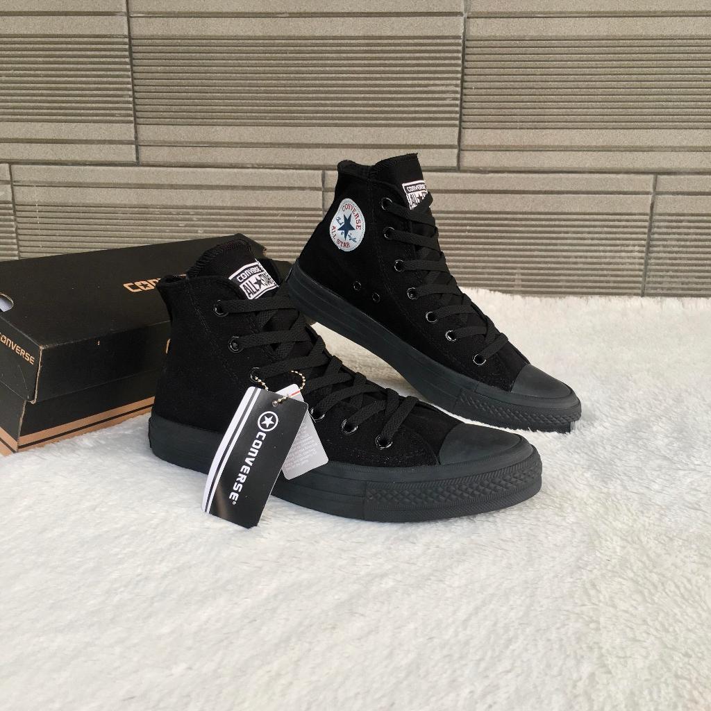 Sepatu Sneakers Converse All Star CT High pria wanita Warna Full Hitam