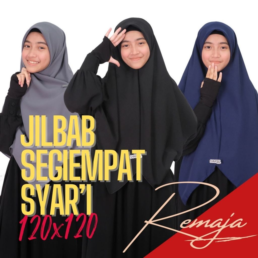 Hijab Segi Empat Syari Alifa 120 | Remaja Sekolah Pesantren Jumbo Polos Wolfis Premium Ria Ricis