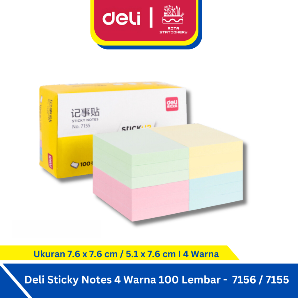 

Deli Sticky Notes / Memo Tempel / Kertas Penanda 100 Lembar Colorful - 7156 / 7155