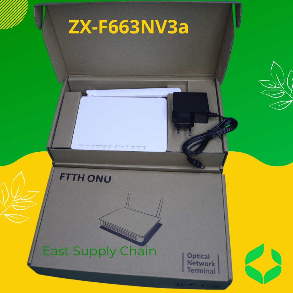 XPON ZX-F663NV3a FTTH ONU ROUTER NEW ADAPTOR BOX