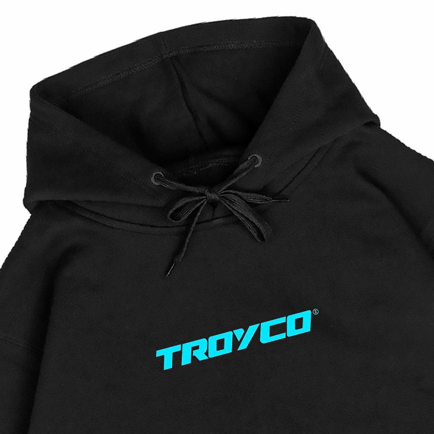 Troy Company Pullover Hoodie Black Cyan Neue - Jaket Hoodie Hitam KH 2458