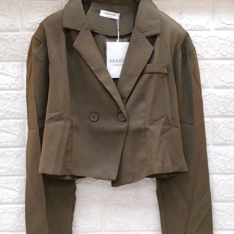 atasan blazer wanita crop import