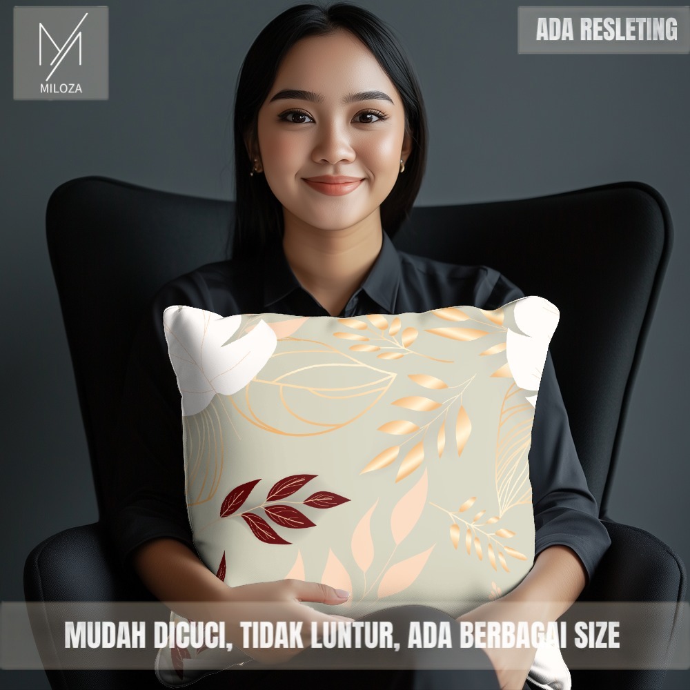 Sarung Bantal Sofa Motif Mewah Daun LV 2 - Tebal Kualitas Premium Full Printing Anti Luntur