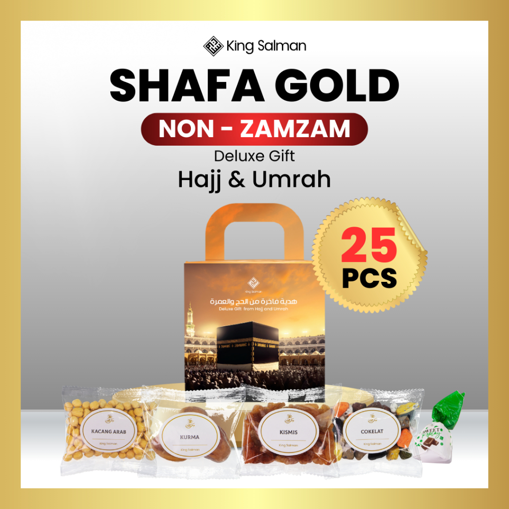 

Paket Oleh Oleh Haji dan Umroh Premium - King Salman Gift | SHAFA (Non Zam-Zam) GOLD 25 PCS