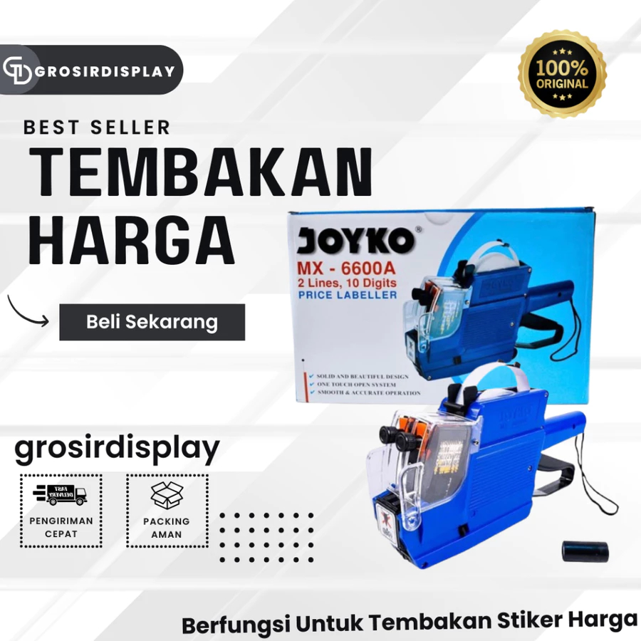 

Tembakan Stiker Tempelan Harga Joyko MX-6600N 2 Line Labeller Penanda Harga Price Murah