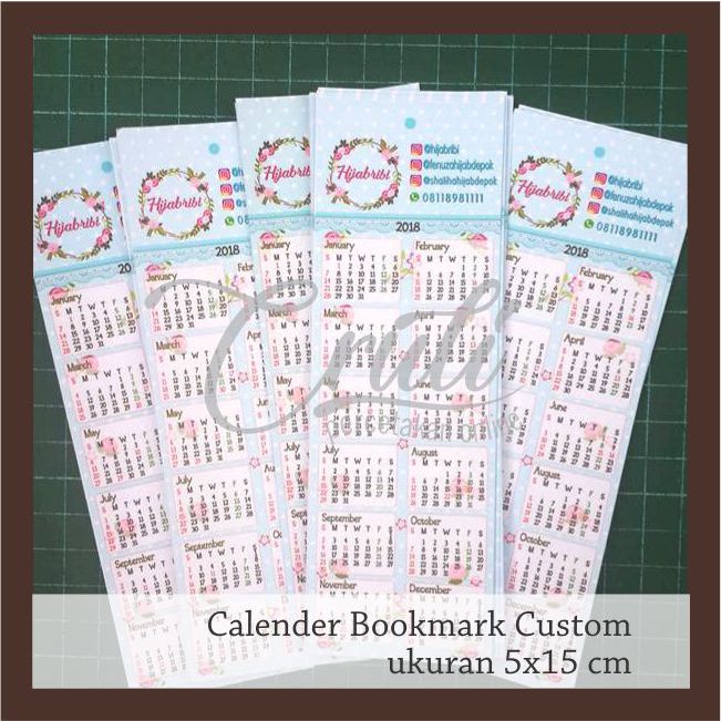 

Calender Bookmark Custom Ukuran 5x15 cm PAKET C isi 80 buah