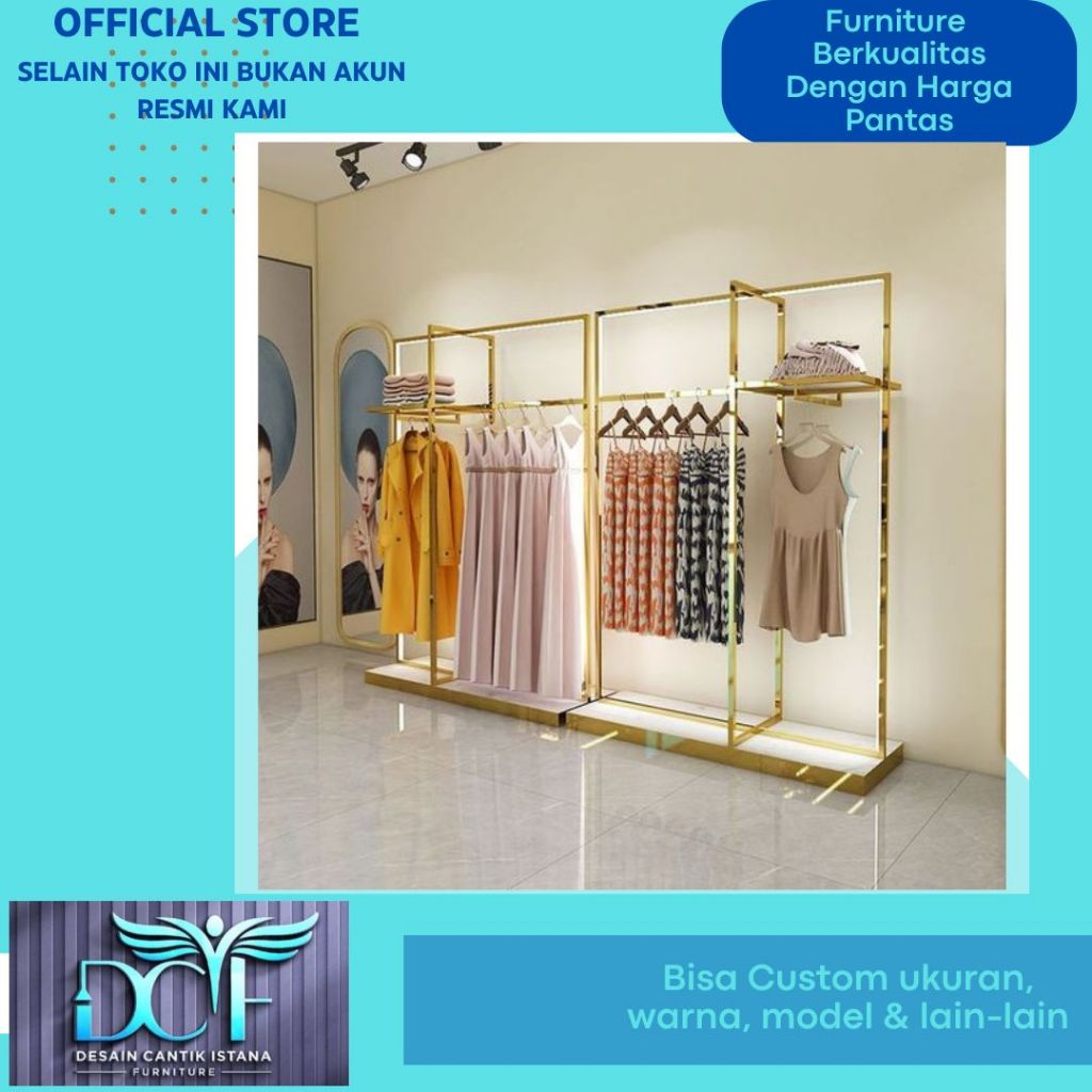 2 Unit Rak Toko Pakaian Butik Minimalis Free Lampu