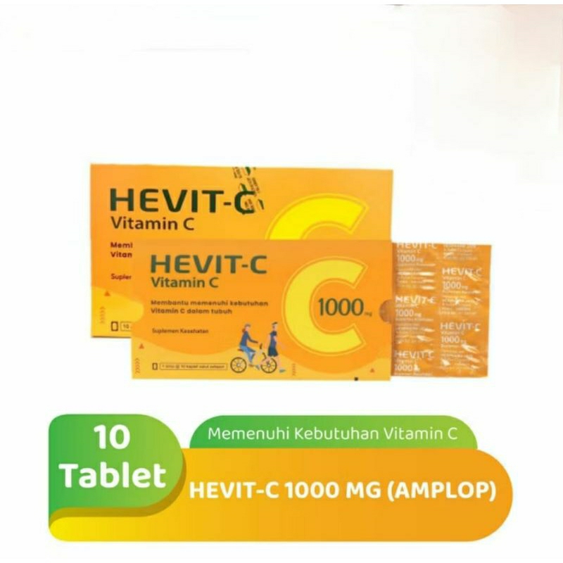 HEVIT-C 1000mg 1 Strip @10 Tablet - Vitamin C Untuk Membantu Memenuhi Kebutuhan Vitamin C untuk Tubu
