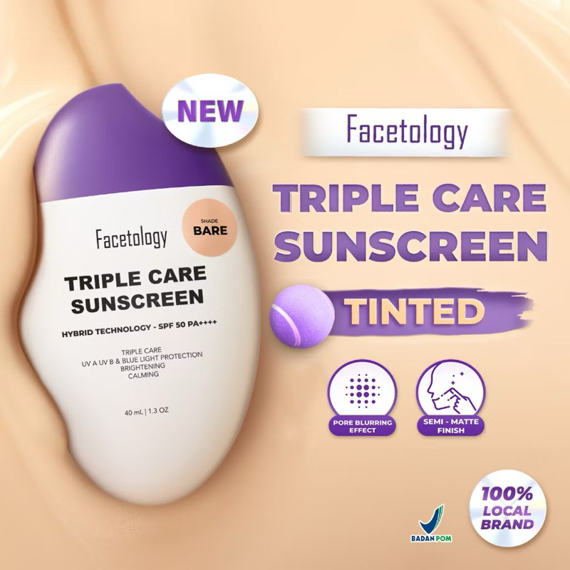 Facetology Triple Care Sunscreen Tinted SPF 50 PA++++ / Facetology sunscreen tinted / facetology tin