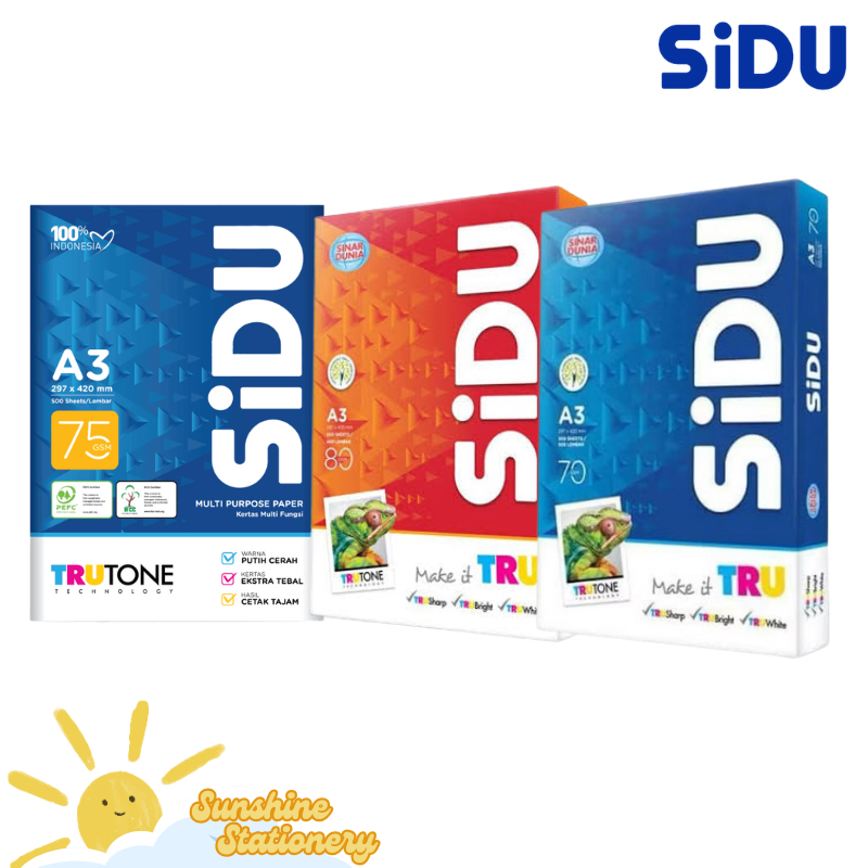 

[RIM] SIDU Kertas HVS Putih A3 70gsm 75gsm 80gsm