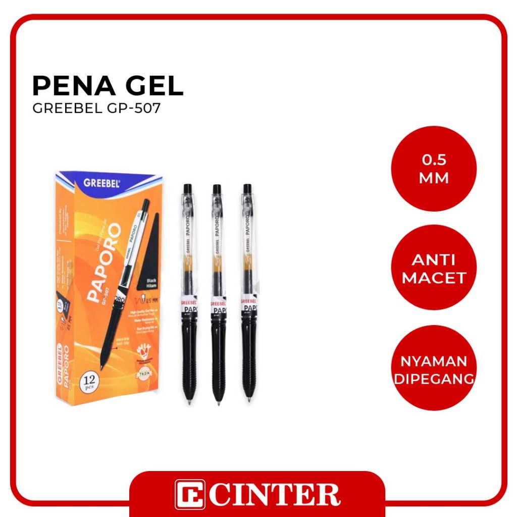 

GREEBEL - PENA GEL / PULPEN / GEL PEN PAPORO GP-507 GEL 0.5 BLACK